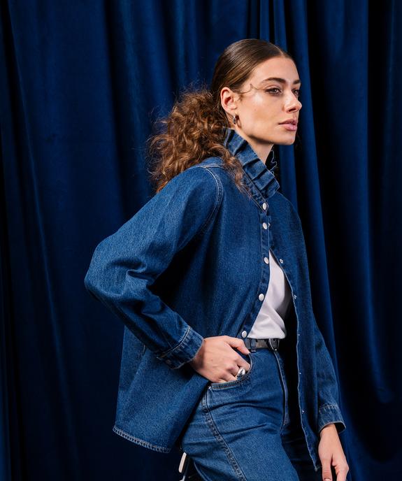 Surchemise en jean à col victorien femme vue1 - GEMO 4G FEMME - GEMO