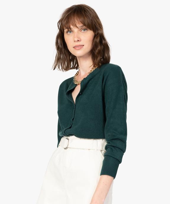 Gilet femme boutonné coupe classique et col rond vue1 - GEMO (MAILLE) - GEMO