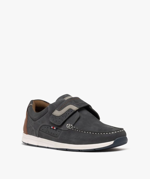 Mocassins en cuir à semelle sport et bride scratch homme vue3 - G'FLEX GEMO FOR GOOD - GEMO