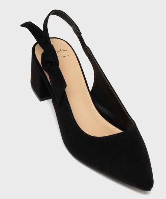 Escarpins slingbacks en suédine à talon large et bout pointu femme - Valentina Baldano vue5 - VALENTINA BALDA - GEMO