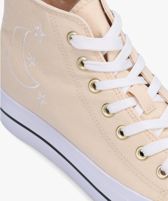 Baskets femme en toile montantes brodées lune vue6 - GEMO 4G FEMME - GEMO