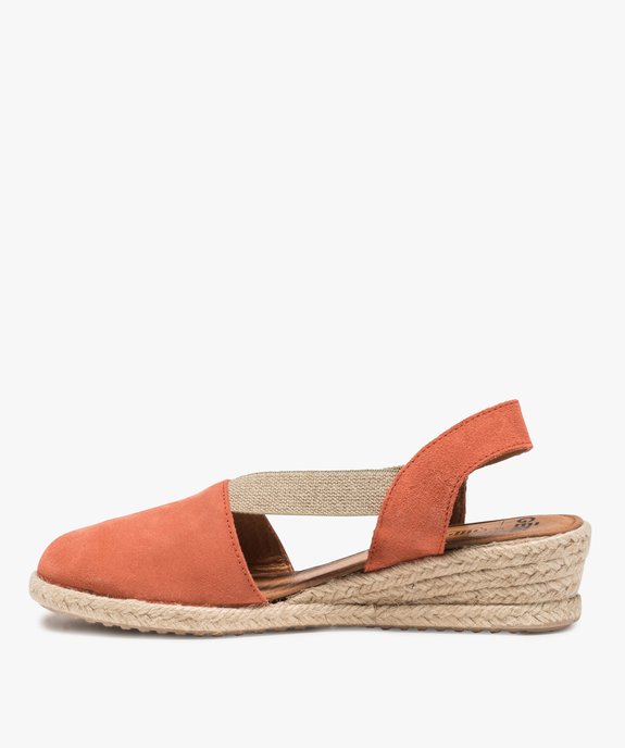 Sandales femme à talon compensé et dessus cuir vue3 - GEMO (CASUAL) - GEMO