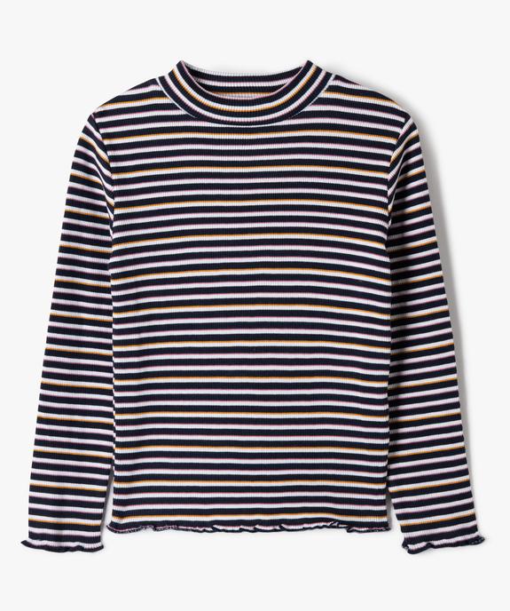 Tee-shirt côtelé à manches longues fille vue1 - GEMO (ENFANT) - GEMO