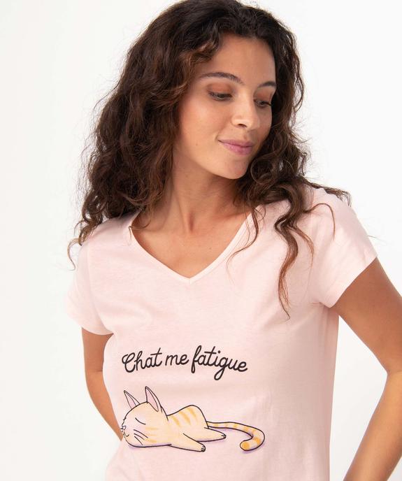 Chemise de nuit imprimée à manches courtes femme vue2 - GEMO 4G FEMME - GEMO