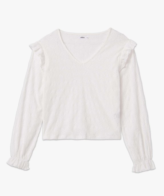 Tee-shirt femme à manches longues en maille ajourée  vue4 - GEMO(FEMME PAP) - GEMO