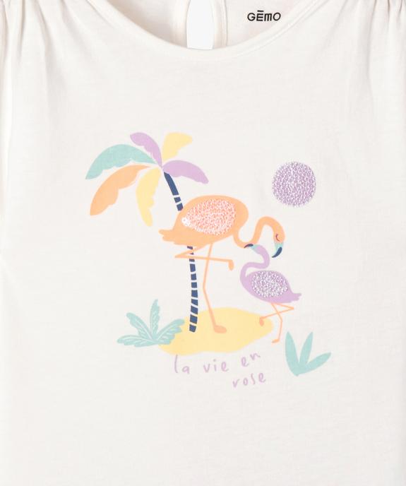 Tee-shirt à manches courtes avec motif en sequins bébé fille vue3 - GEMO 4G BEBE - GEMO