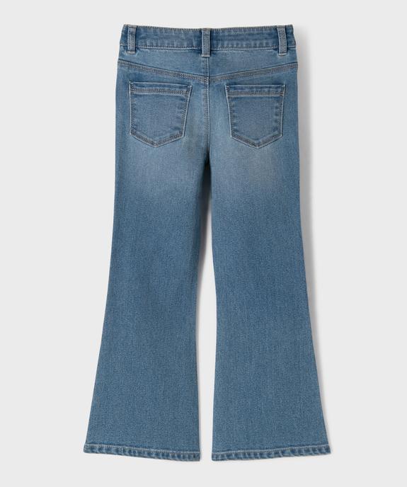Jean flare à strass en denim stretch délavé fille vue3 - GEMO (ENFANT) - GEMO