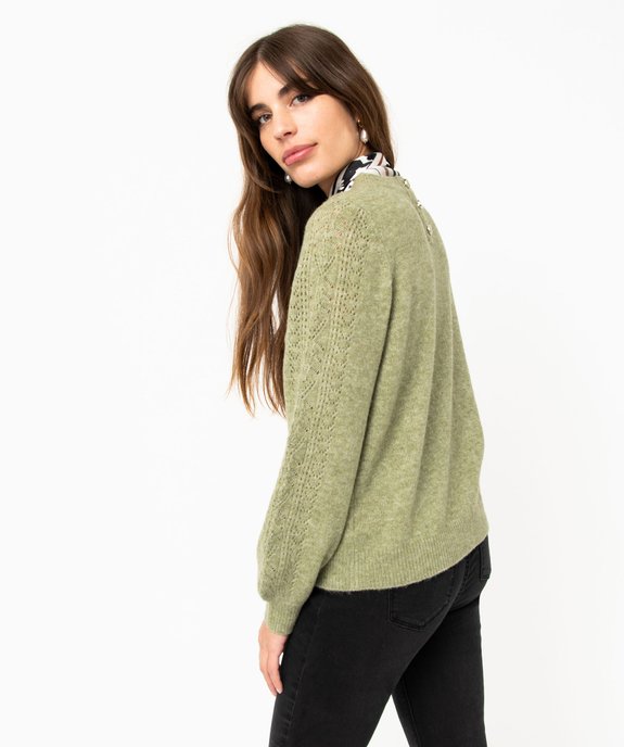 Pull en maille ajourée avec boutons décoratifs femme vue4 - GEMO 4G FEMME - GEMO