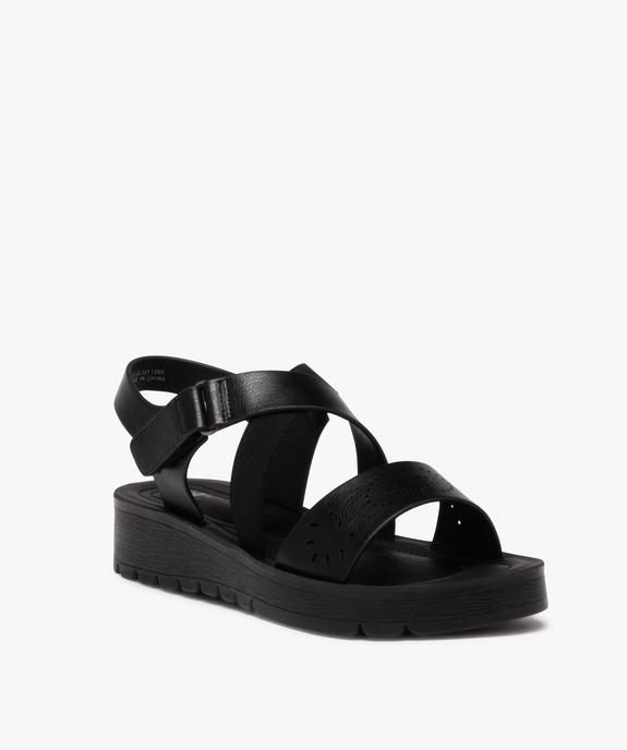 Sandales femme confort unies à semelle crantée avec brides fantaisie vue2 - GEMO (CONFORT) - GEMO