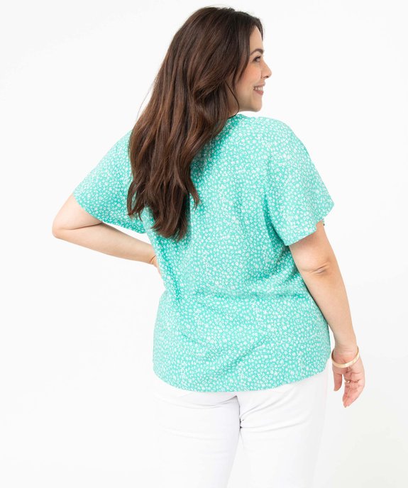 Blouse femme grande taille fleurie à manches courtes et col V vue3 - GEMO (G TAILLE) - GEMO