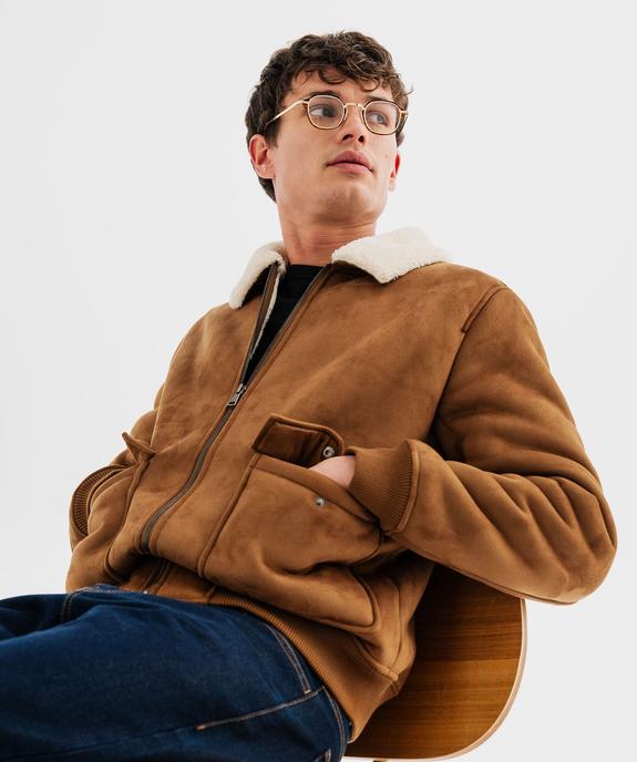 Blouson en suédine avec doublure sherpa homme vue1 - GEMO (HOMME) - GEMO
