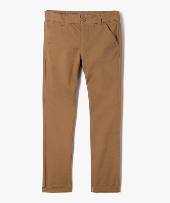 Pantalon garçon chino uni à revers vue1 - GEMO 4G GARCON - GEMO