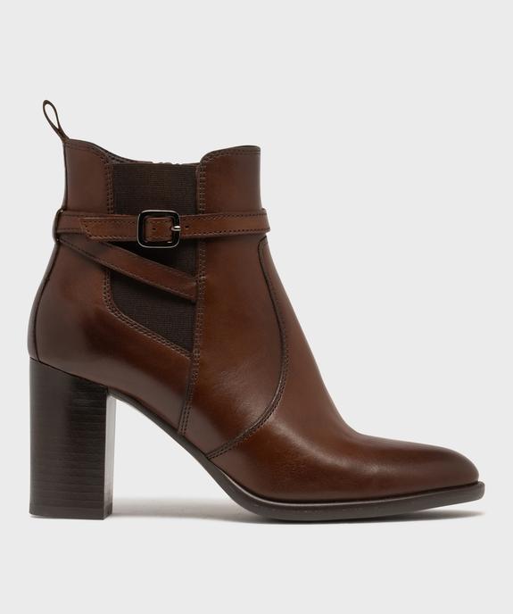 Bottines en cuir à talon haut avec fermeture zippée femme - Tanéo vue1 - TANEO - GEMO
