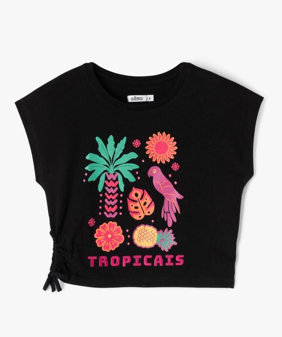 Tee-shirt manches courtes coupe loose imprimé tropical fille vue1 - GEMO (ENFANT) - GEMO