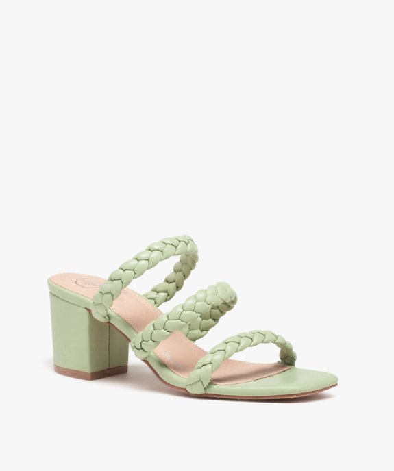 Mules femme à talon et brides tressées unies vue2 - GEMO(URBAIN) - GEMO