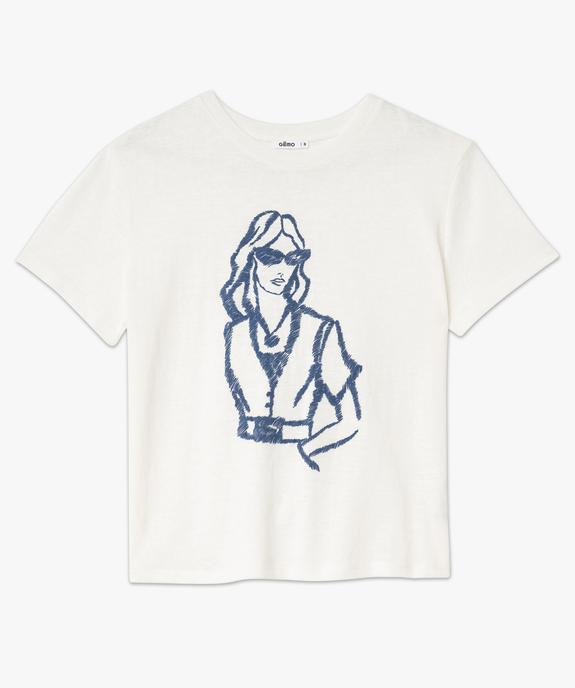 Tee-shirt à manches courtes avec motif esquisse femme vue4 - GEMO(FEMME PAP) - GEMO