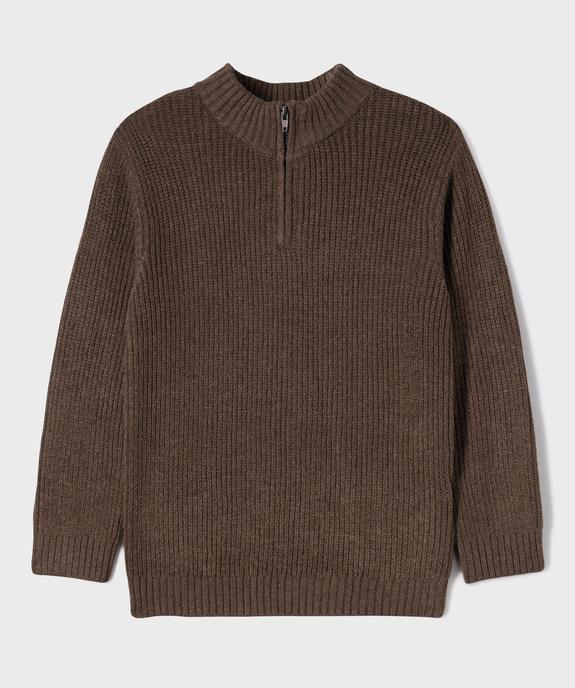 Pull en maille côtelée avec col montant zippé garçon vue1 - GEMO (ENFANT) - GEMO