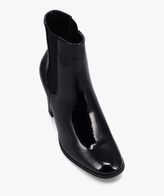 Boots femme style Chelsea à talon haut dessus verni vue5 - GEMO(URBAIN) - GEMO