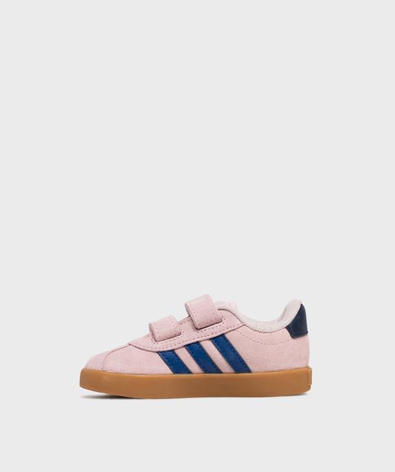 Baskets VL Court 3.0 dessus cuir velours fermeture scratch fille - Adidas vue3 - ADIDAS - GEMO