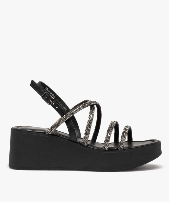 Sandales femme avec brides à strass et semelle plateforme vue1 - GEMO(URBAIN) - GEMO