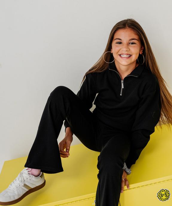 Sweat à col camionneur zippé coupe loose en maille extensible fille vue1 - GEMO 4G FILLE - GEMO