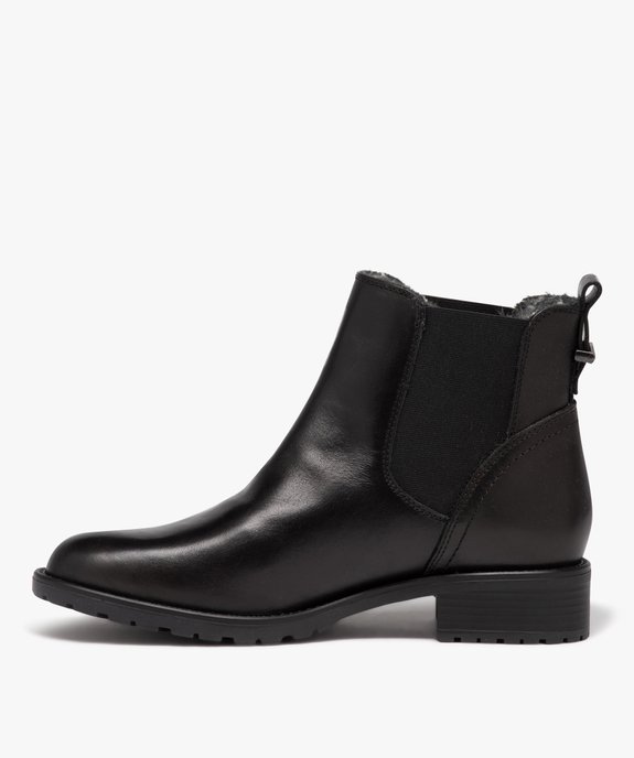 Boots femme dessus en cuir uni et intérieur fourré - Taneo vue3 - TANEO - GEMO