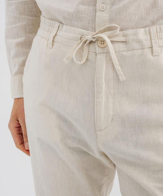 Pantalon en lin et coton coupe Regular homme vue4 - GEMO 4G HOMME - GEMO