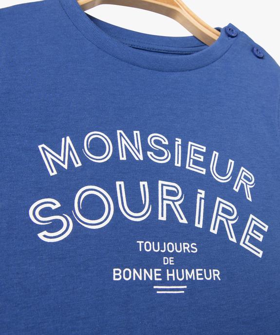 Tee-shirt à manches courtes avec message bébé garçon vue2 - GEMO(BEBE DEBT) - GEMO