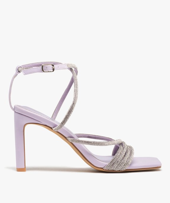 Sandales femme à talon haut dessus fines brides strass vue1 - GEMO(URBAIN) - GEMO