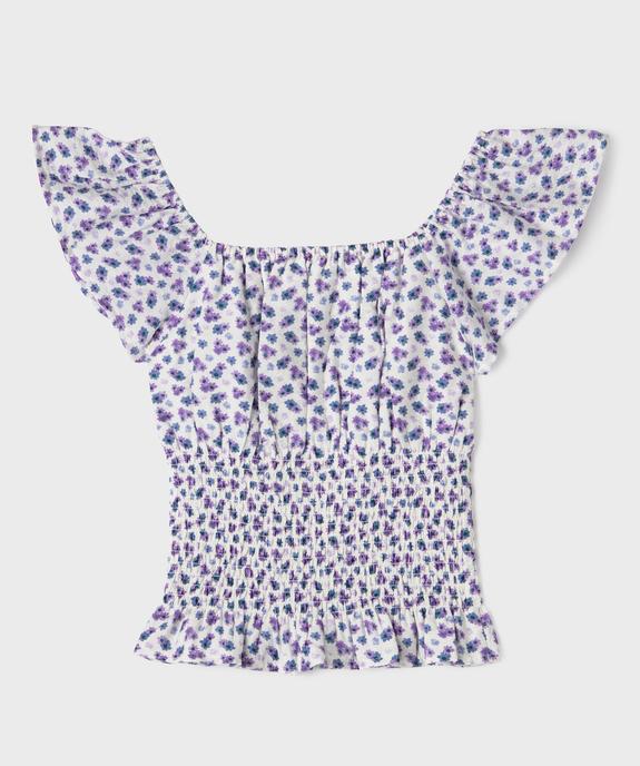 Blouse manches courtes à motifs fleuris avec col modulable fille vue4 - GEMO (JUNIOR) - GEMO