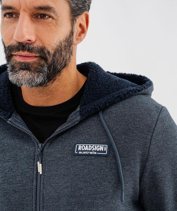 Sweat zippé à capuche avec doublure sherpa homme - Roadsign vue3 - ROADSIGN G4G - GEMO