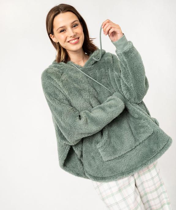 Veste d’intérieur à capuche en maille peluche femme  vue2 - GEMO(HOMWR FEM) - GEMO