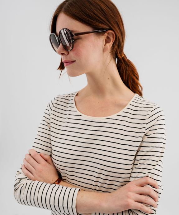 Tee-shirt manches longues rayé femme vue2 - GEMO 4G FEMME - GEMO