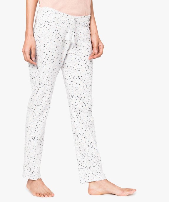 Bas de pyjama imprimé à cordon pompons vue1 - GEMO(HOMWR FEM) - GEMO