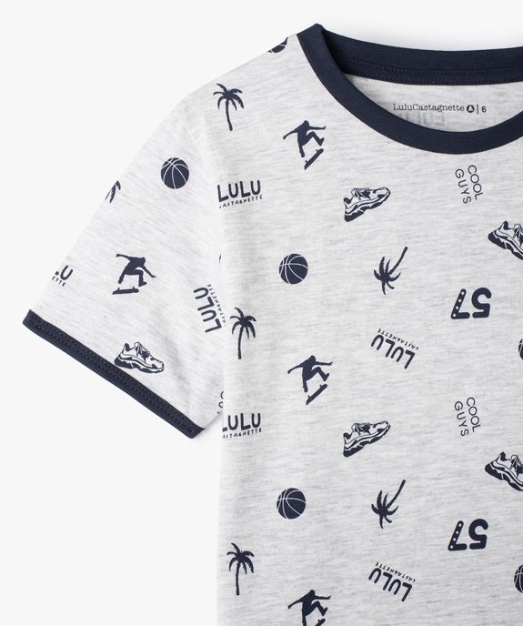 Tee-shirt garçon à manches courtes et micro motifs - LuluCastagnette vue2 - LULUCASTAGNETTE - GEMO
