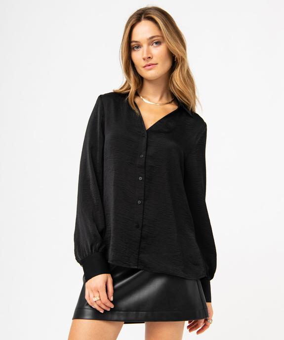 Chemise satinée unie femme vue1 - GEMO 4G FEMME - GEMO