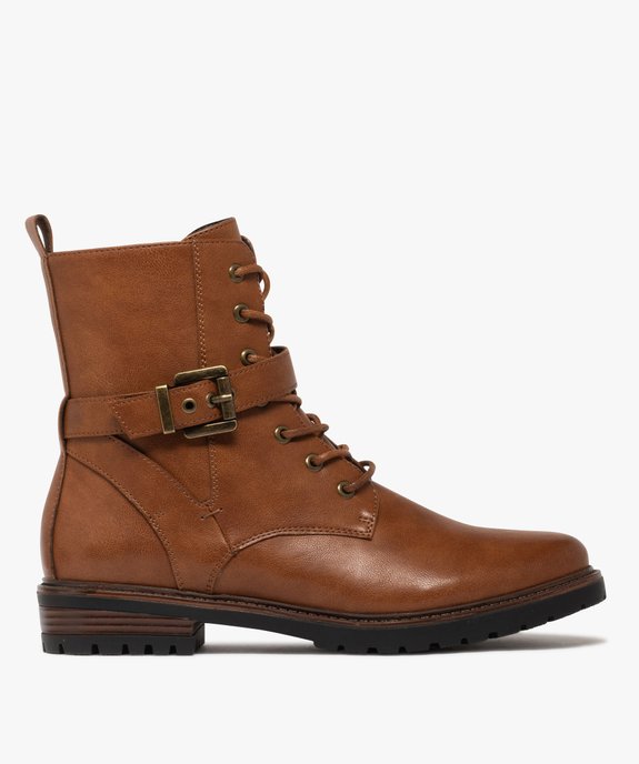 Boots femme à semelle crantée avec zip et bout amande vue2 - GEMO 4G FEMME - GEMO