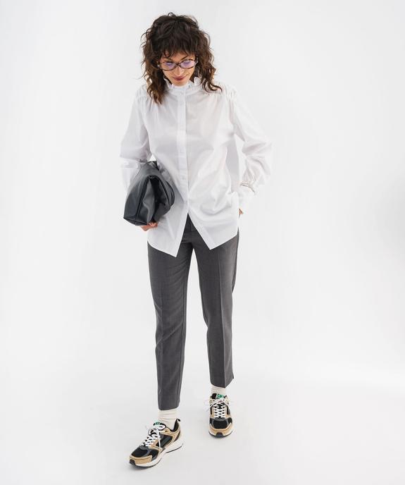 Chemise en voile de coton à col volanté et manches blousantes femme - GEMO(FEMME PAP) Chemise en voile de coton à col volanté et manches blousantes femme vue4 - GEMO(FEMME PAP) - GEMO