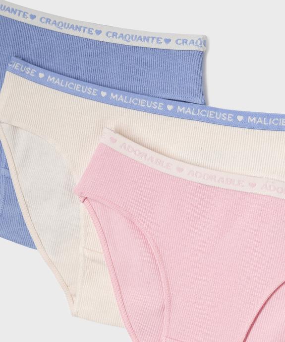 Culottes en maille côtelée en coton stretch fille (lot de 3) vue2 - GEMO 4G FILLE - GEMO