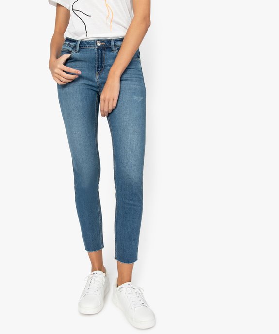 Jean femme coupe skinny longueur 7/8ème bord franc vue1 - FOLLOW ME - GEMO