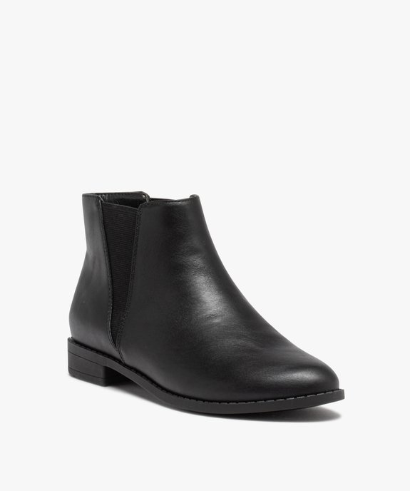 Bottines femme unies à talon plat style Chelsea   vue3 - VALENTINA BALDA - GEMO