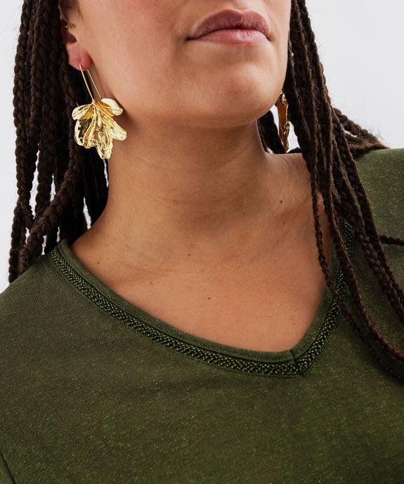 Tee-shirt manches courtes pailleté à col V femme grande taille vue6 - GEMO (G TAILLE) - GEMO