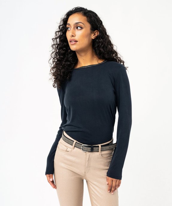 Tee-shirt à manches longues avec col fantaisie femme vue1 - GEMO(FEMME PAP) - GEMO