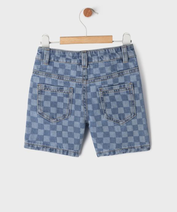 Short en jean motif damier avec taille ajustable bébé garçon vue3 - GEMO(BEBE DEBT) - GEMO