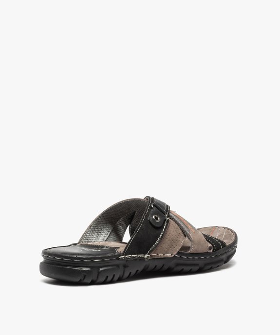 Mules homme confort à brides multiples et surpiqûres colorées vue4 - GEMO (CASUAL) - GEMO