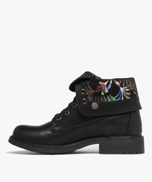 Boots femme biker à col et languette rabattable à motifs pailletés vue4 - VALENTINA BALDA - GEMO