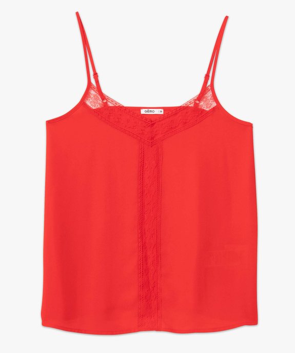 Débardeur femme à fines bretelles et empiècement dentelle vue4 - GEMO(FEMME PAP) - GEMO