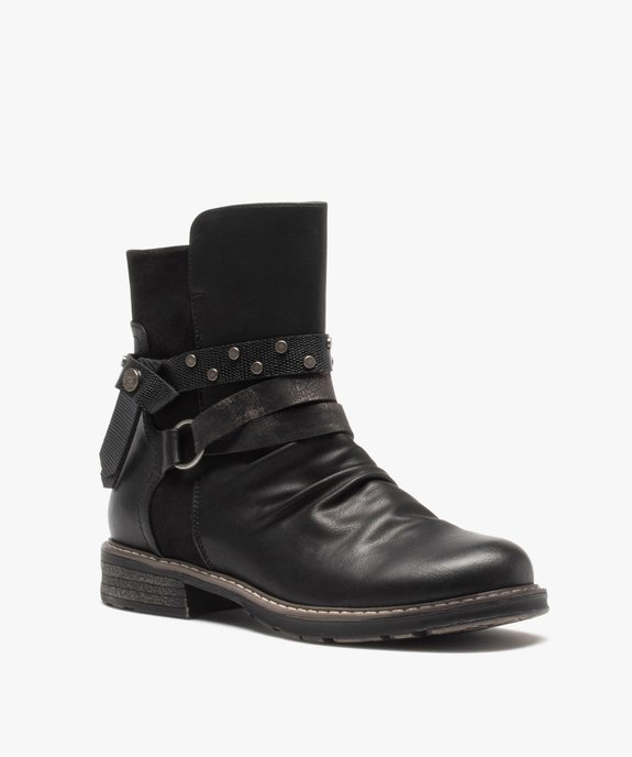 Boots femme plates dessus drapé et brides décoratives vue2 - GEMO (CASUAL) - GEMO