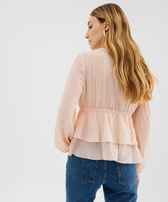 Blouse manches longues à volants et liens à nouer femme vue3 - GEMO(FEMME PAP) - GEMO