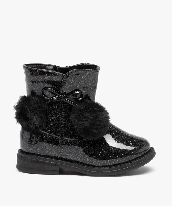 Boots fourrées fille dessus pailleté avec pompons vue1 - GEMO (ENFANT) - GEMO